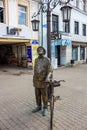 KALUGA, RUSSIA - AUGUST 2017: Monument to the Scientist Konstantin Tsiolkovsky with a bicycle