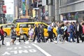 Pedestrians in New York crossing street