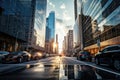 Pedestrians cross the street in New York City, AI Generated