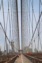 Pedestrians crossing Brooklyn Bridge Royalty Free Stock Photo