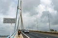 Pedestrians crossing the Normandy Bridge over the Seine Royalty Free Stock Photo