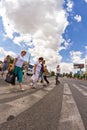 Pedestrians crossing the road