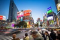 Pedestrians crosswalk at Shibuya district in Tokyo, Japan Royalty Free Stock Photo