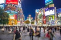 Pedestrians crosswalk at Shibuya district in Tokyo, Japan Royalty Free Stock Photo