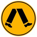 Pedestrians Round Yellow Sign On White Background Royalty Free Stock Photo