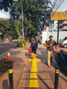 Pedestrians on the sidewalks of sarinah street in central jakarta