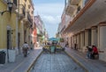 Pedestrians on the street in Campeche City Mexico