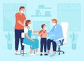 Pediatric appointment flat color vector illustration