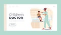 Pediatric Clinic Landing Page Template. Child at Doctor Appointment in Hospital. Ent Examining Ears of Kid, Hearing Test Royalty Free Stock Photo