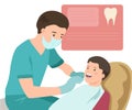 Pediatric dentist. Vector illustration. Doctor