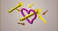 3D Heart arrow love erotic wedding gold