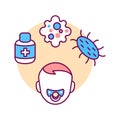 Pediatric immunology color line icon. Check and treatment viral diseases in children. Pictogram for web page, mobile app, promo.