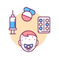 Pediatric infectious disease color line icon. Skin rash. Dermatological diseases in children. Pictogram for web page, mobile app,