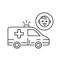 Pediatric urgent care black line icon. First aid