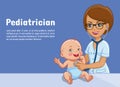 Pediatrician And Baby Cartoon Illustration Of Pediatrics Medicine For Newborn Medical Flat Design