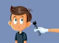 Doctor Using Otoscope for Ear Control on a Child Vector Illustration