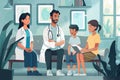 Pediatrician discussing health with mother and child in clinic Royalty Free Stock Photo