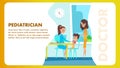 Pediatrician Doctor Examination. Vector Banner.