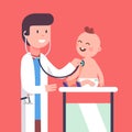 Pediatrician doctor examining little baby boy