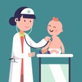 Pediatrician doctor woman examining baby boy
