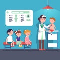 Pediatrician doctor woman examining kids