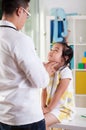 Pediatrician examining girl's lymph nodes