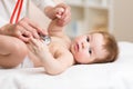 Pediatrician examining three months old baby Royalty Free Stock Photo