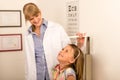 Pediatrician measure height of little girl