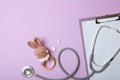 Pediatrics Concept. Stethoscope And Toy On A Light Background