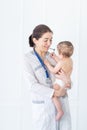 Pediatrics, a doctor examines a baby boy, the concept of medicine and health