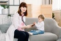 Pediatrics doctor examining little baby girl with instruments stethoscope, Health care, Baby, Baby regular health check