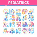 Pediatrics Medical Collection Icons Set Vector