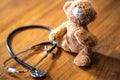 Pediatrics: stethoscope and toy bear