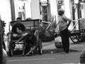 Pedicab drivers on the streets of Malioboro Yogyakarta while waiting for passengers, April 2022.