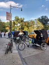 Pedicabs Parked on 6th Avenue Near Central Park, New York City, NYC, NY, USA