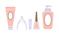 Pedicure icons set, pedicure accessory tools, design elements for nail studio, spa salon vector Illustration on a white