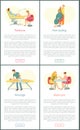 Pedicure and Manicure Massage Posters Set Vector