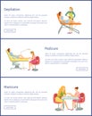 Pedicure and Manicure Procedures Posters Vector Royalty Free Stock Photo
