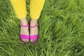 Pedicure with green nail Polish Royalty Free Stock Photo