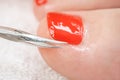 Pedicure process macro closeup Royalty Free Stock Photo