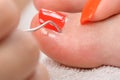 Pedicure process macro closeup Royalty Free Stock Photo
