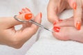 Pedicure process macro closeup Royalty Free Stock Photo