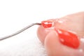 Pedicure process macro closeup