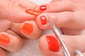 Pedicure process macro closeup Royalty Free Stock Photo