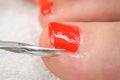 Pedicure process macro closeup Royalty Free Stock Photo