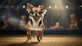 Pedigreed purebred Chihuahua dog at an exhibition of purebred dogs. Dog show. Animal exhibition. Competition for the