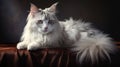 A pedigreed purebred Maine Coon Cat at an exhibition of purebred cats. Cat show. Animal exhibition. Competition for the