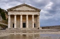 Pediment and columns of the church