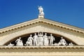 Pediment with sculptures of people from Stalin's empire