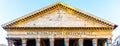 Pediment and tympanum detail of Roman Pantheon, Rome, Italy